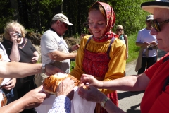 greeting us with an offering of bread at Malye Korely